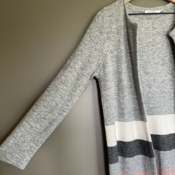 Stitches & Stripes Elaine Open Cardigan Size Large Grey Cream Pink Long Sweater‎ - Picture 7 of 16